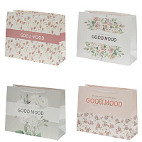 Пакет подарочный L (бумага 250г/м2, блок 12шт), L42 W15 H33 см, 4в. оптом