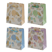 Пакет подарочный XS (бумага 210г/м2, блок микс 12шт), L12 W6 H14 см, 4в. оптом