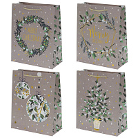 Пакет подарочный (бумага 210г/м2, блок 12шт), L18 W10 H23 см, 4в. оптом