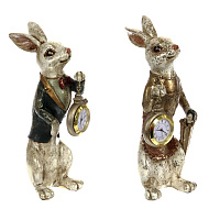 Фигурка декоративная "Заяц" с часами (LR41х1), L7 W11 H21 см, 2в. оптом