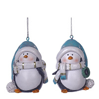 Фигурка декоративная подвесная "Пингвин",  L5 W5 H6,5 см, 2в. оптом
