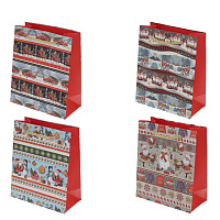 Пакет подарочный XS (бумага 210г/м2, блок 12шт), L14 W7 H17 см, 4в. оптом