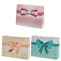 Пакет подарочный (бумага 210г/м2, блок микс 12шт), L56 W17 H44 см, 3в. оптом