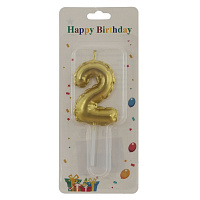 Свеча для торта "Цифра 2", L3,5 W1 H9,5 см оптом