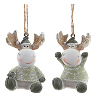 Фигурка декоративная подвесная "Олень",   L4 W4 H5 см, 2в. оптом