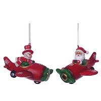 Фигурка декоративная подвесная "Снеговик/Дед Мороз",  L10 W8,5 H7 см, 2в. оптом