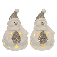 Фигурка декоративная "Снеговик с подсветкой" (2xLR44), L6 W7 H10 см, 2в. оптом