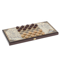 Игра настольная 2 в 1 ( шашки, нарды) "Морские", L50 W24,5 H4 см оптом