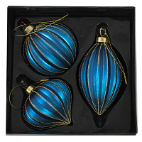 Набор из 3 шт: Украшение новогоднее "Шар/Капля/Капля", L18,5 W18,5 H8 см оптом