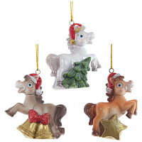 Фигурка декоративная подвесная "Лошадка", L5,5 W3 H7 см, 3в. оптом