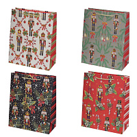 Пакет подарочный M (бумага 210г/м2, блок 12шт), L26 W12 H32 см, 4в. оптом