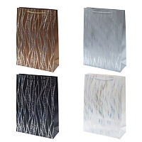 Пакет подарочный M (бумага 210г/м2, блок 12шт), L26 W12 H32 см, 4в. оптом