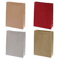 Пакет подарочный L (бумага 230г/м2, блок 12шт), L30 W12 H40 см, 4в. оптом