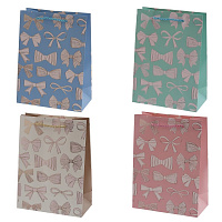 Пакет подарочный S (бумага 210г/м2, блок микс 12шт), L17,5 W9 H24 см, 4в. оптом