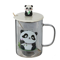 Кружка с крышкой и ложкой, 374 мл, L11,5 W9 H14 см оптом