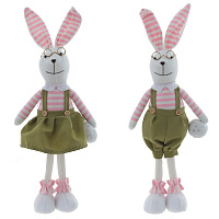 Игрушка набивная "Заяц/Зайка", L12 W7,5 H41/33 см, 2в. оптом