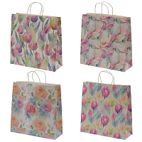 Пакет подарочный L (бумага 210г/м2, блок 12шт), L34 W12 H34 см, 4в. оптом