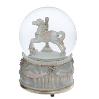 Фигурка декоративная в стекл шаре "Лошадка" (ключ, муз, движ), D 10 см, L9,5 W9,5 H14 см оптом