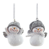 Фигурка декоративная подвесная "Снеговик",   L4,5 W4 H5,5 см, 2в. оптом