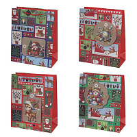 Пакет подарочный M (бумага 210г/м2, блок 12шт), L26 W12 H32 см, 4в. оптом