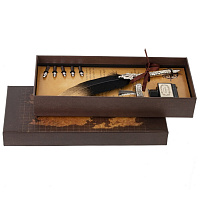 Набор подарочный: ручка перьевая, 5 наконечников, чернильница, держатель, L25,5 W11 H4 см оптом