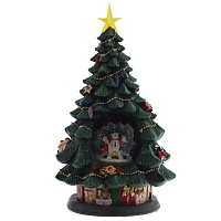 Фигур декор в стекл шаре "Елка и Снеговик" (подсв,муз, вьюга, AAх3 н/п), D 10 см, L19,5 W19,5 H35 см оптом