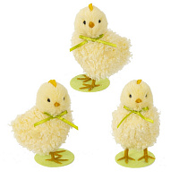 Фигурка декоративная "Цыпленок" (блок 6шт), L7 W5 H10 см, 3в. оптом