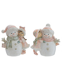 Фигурка декоративная "Девочка и снеговик", L11 W6 H11 см, 2в. оптом